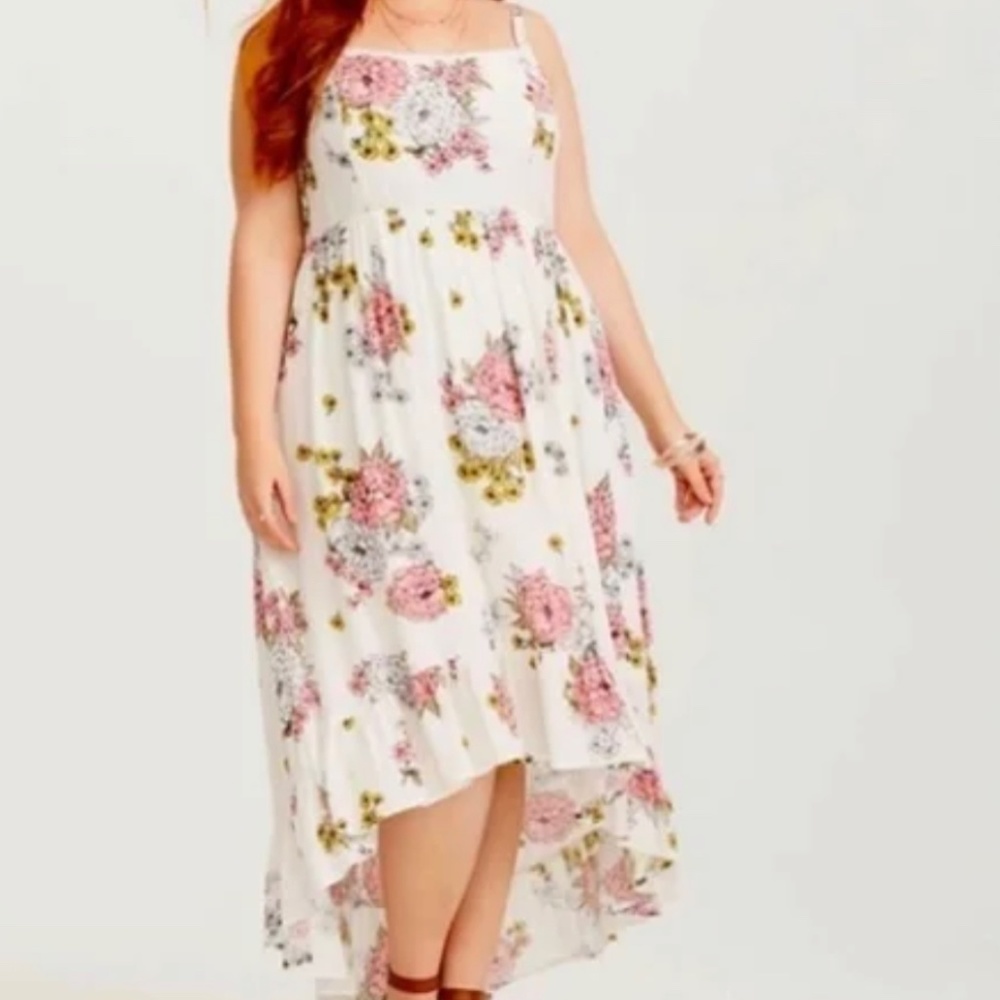 Torrid High-Low Smocked Gauze Floral Dress